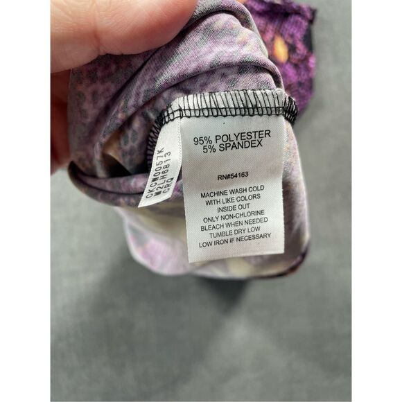 Calvin Klein Womens Sleeveless Cowl Neck Top Snake Print L‎ Purple Orange Work - Picture 7 of 8